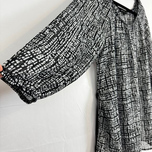 AB Studio Women's Black and White Printed Tunic Top L Made in USA, Retro y2k - Picture 4 of 8